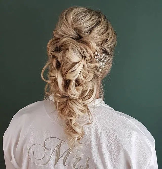 Blonde Braided Updo with Pins — Winter Wedding Hairstyles