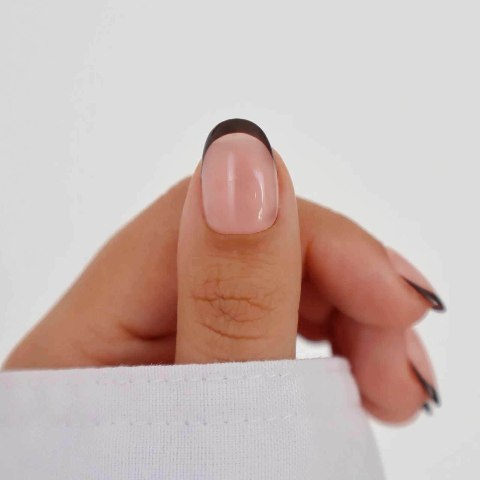Satin Matte Off-White with Shimmer Satin Matte Off-White with Shimmer β Short Winter Round Nails
