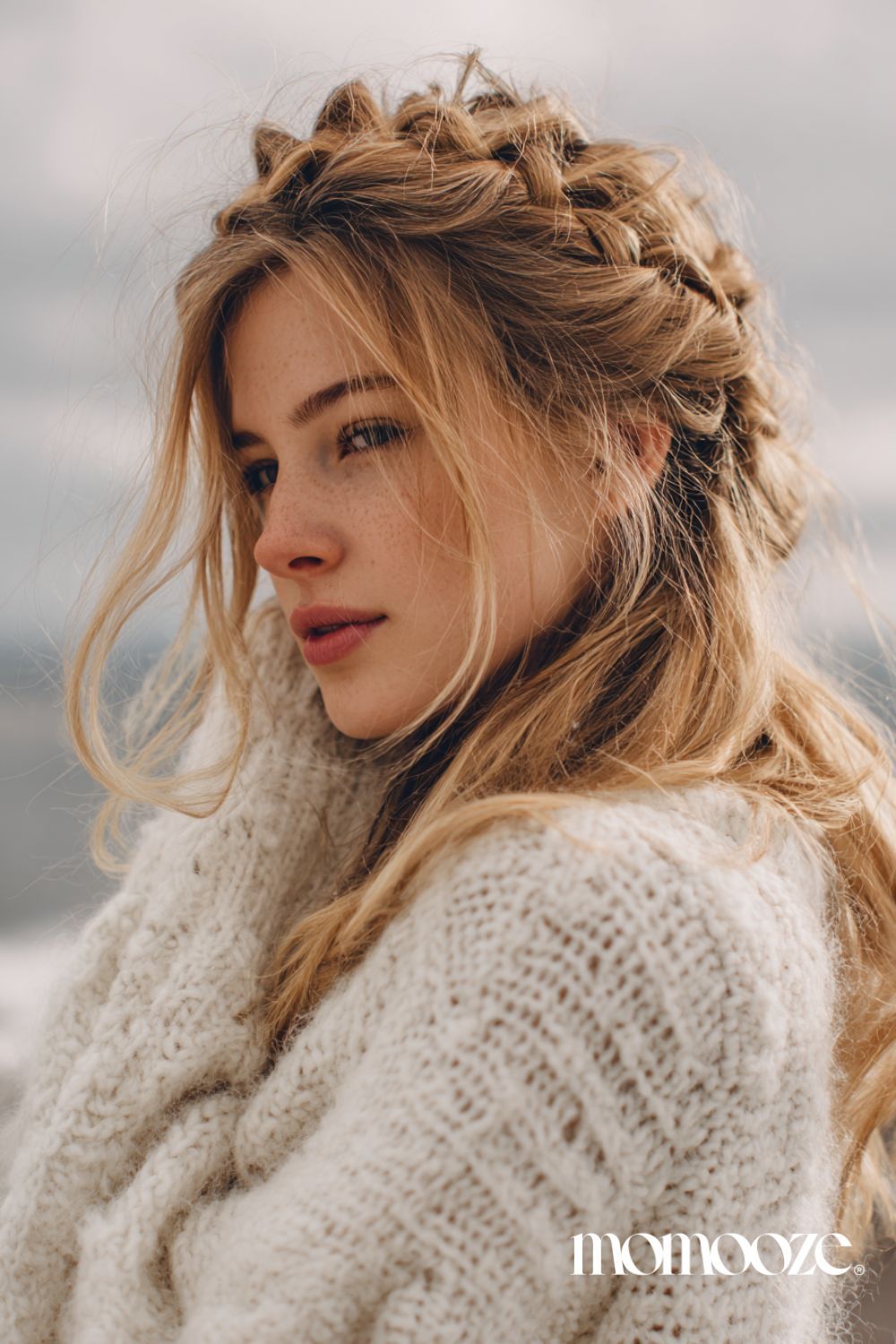 Braided Crown With Loose Waves Braided Crown With Loose Waves β Winter Twist Hairstyles