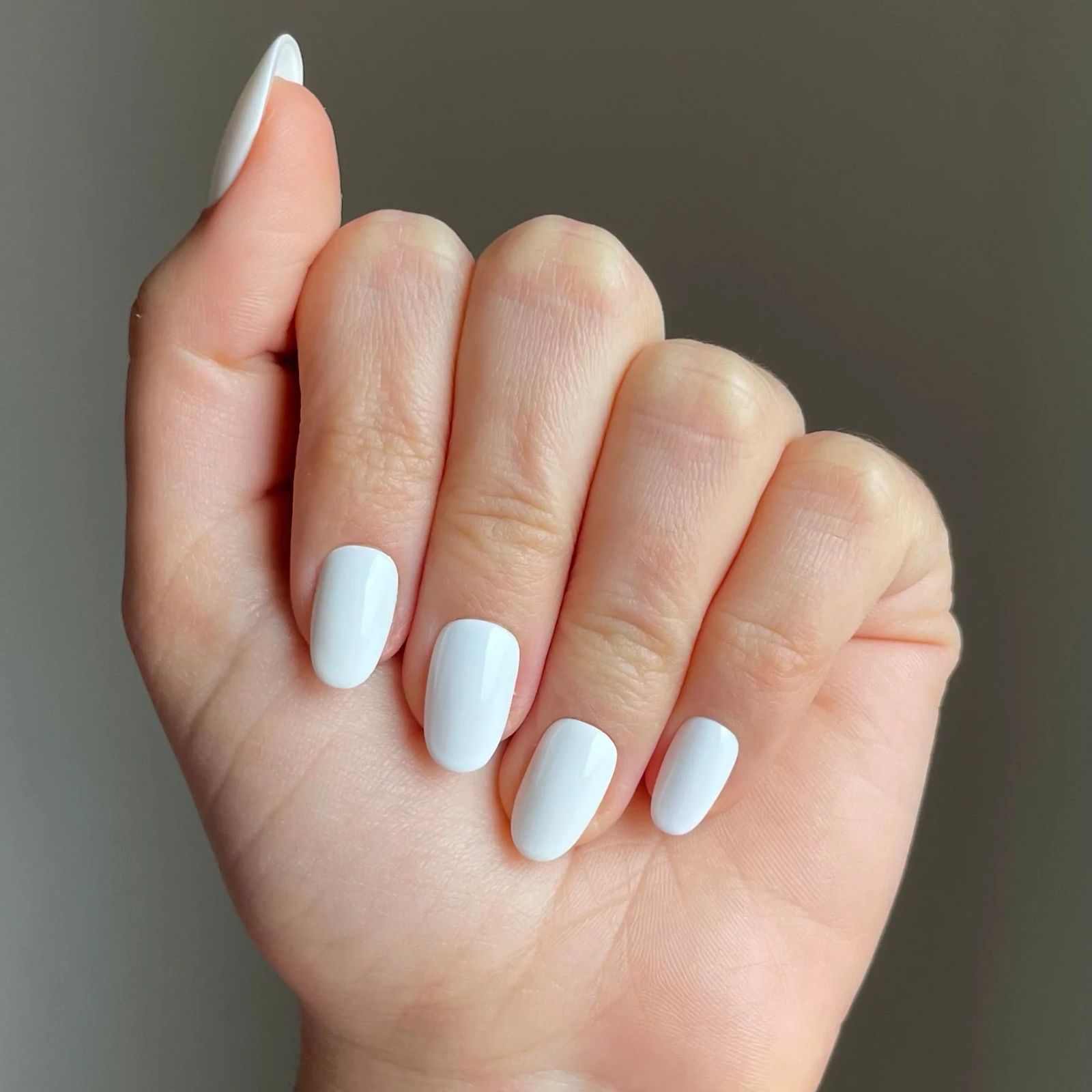 Opaque Milky White Glossy Medium Oval Opaque Milky White Glossy Medium Oval β Short Winter Oval Nails