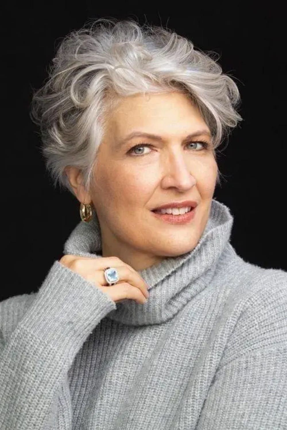 Short Layered Gray With Textured Bangs — Winter Hairstyles for Gray Hair