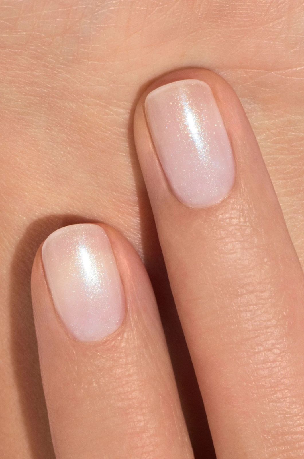Short Oval Milky Pink Shimmer Nails Short Oval Milky Pink Shimmer Nails β Winter Date Night Nails