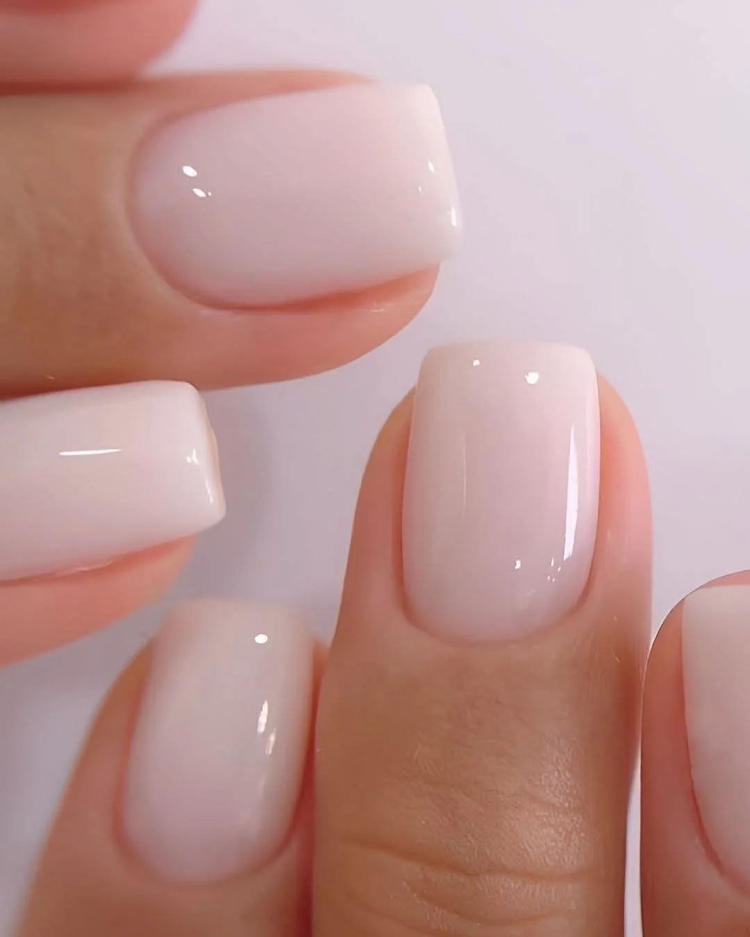 Milky White Glossy Short Square Nails Milky White Glossy Short Square Nails β Winter Work Nails