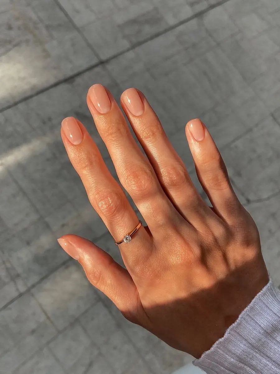 Sheer Nude Glossy Short Oval Nails Sheer Nude Glossy Short Oval Nails β Winter Work Nails