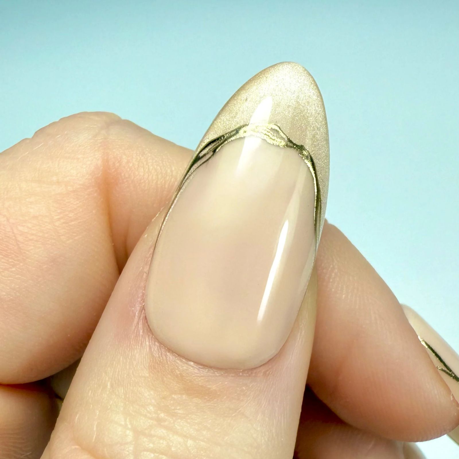 Champagne French Tip With Gold Foil Champagne French Tip With Gold Foil β Winter Champagne Nails