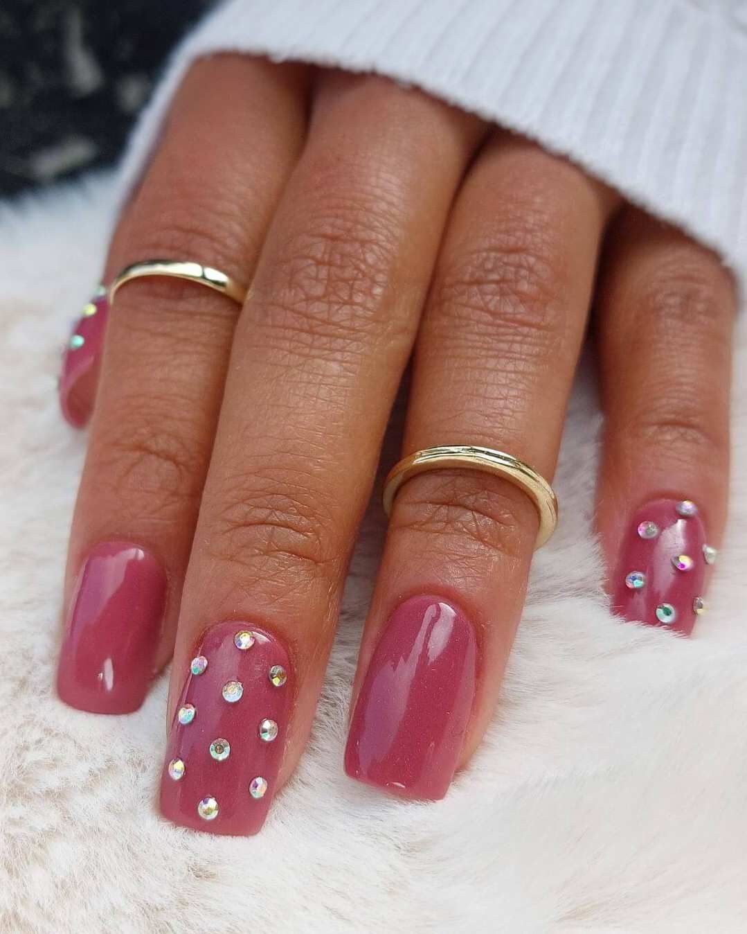 Dusty Rose All-Over Rhinestones Dusty Rose All-Over Rhinestones β Winter Rhinestone Nails