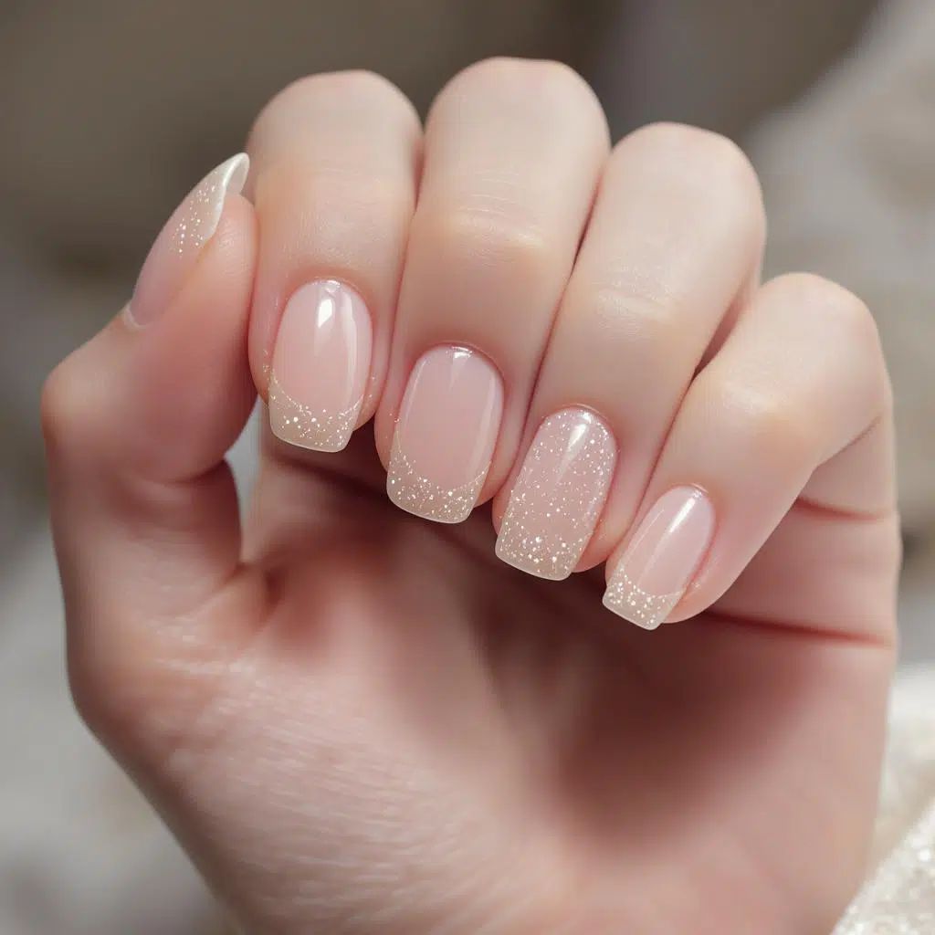 Glossy With Fine Glitter Visual Idea Glossy With Fine Glitter Visual Idea β Clean Girl Winter Nails