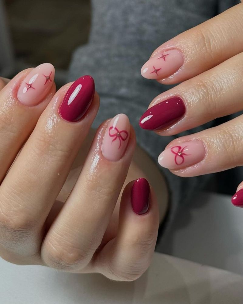 Pink Bow Art On Accent Nails Visual Idea Pink Bow Art On Accent Nails Visual Idea β Winter Bow Nails