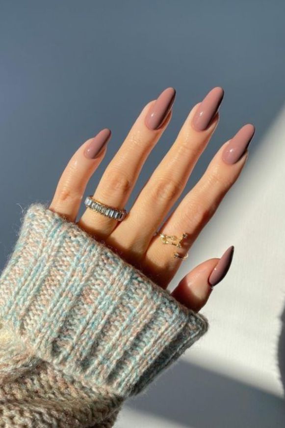 Muted Dusty Rose Glossy Almonds Muted Dusty Rose Glossy Almonds β Aesthetic Winter Nails