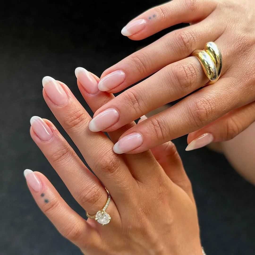 Perfect French Tips on Almond Perfect French Tips on Almond β Old Money Winter Nails