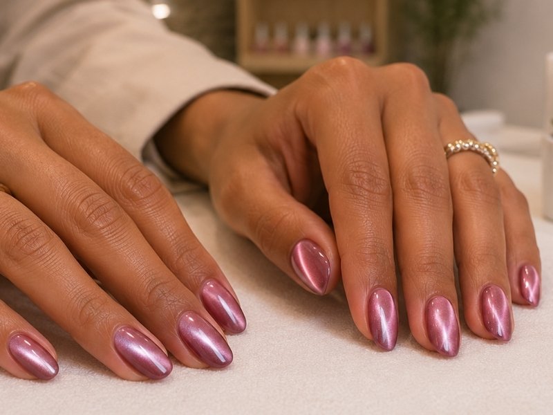 Metallic Rose Gold Cat-Eye Metallic Rose Gold Cat-Eye β Winter Aura Nails