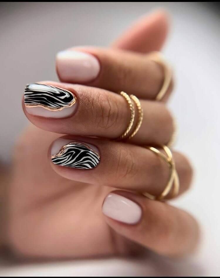 Pale Pink Zebra Print Glossy Square Nails Pale Pink Zebra Print Glossy Square Nails β Classy Short Winter Nails