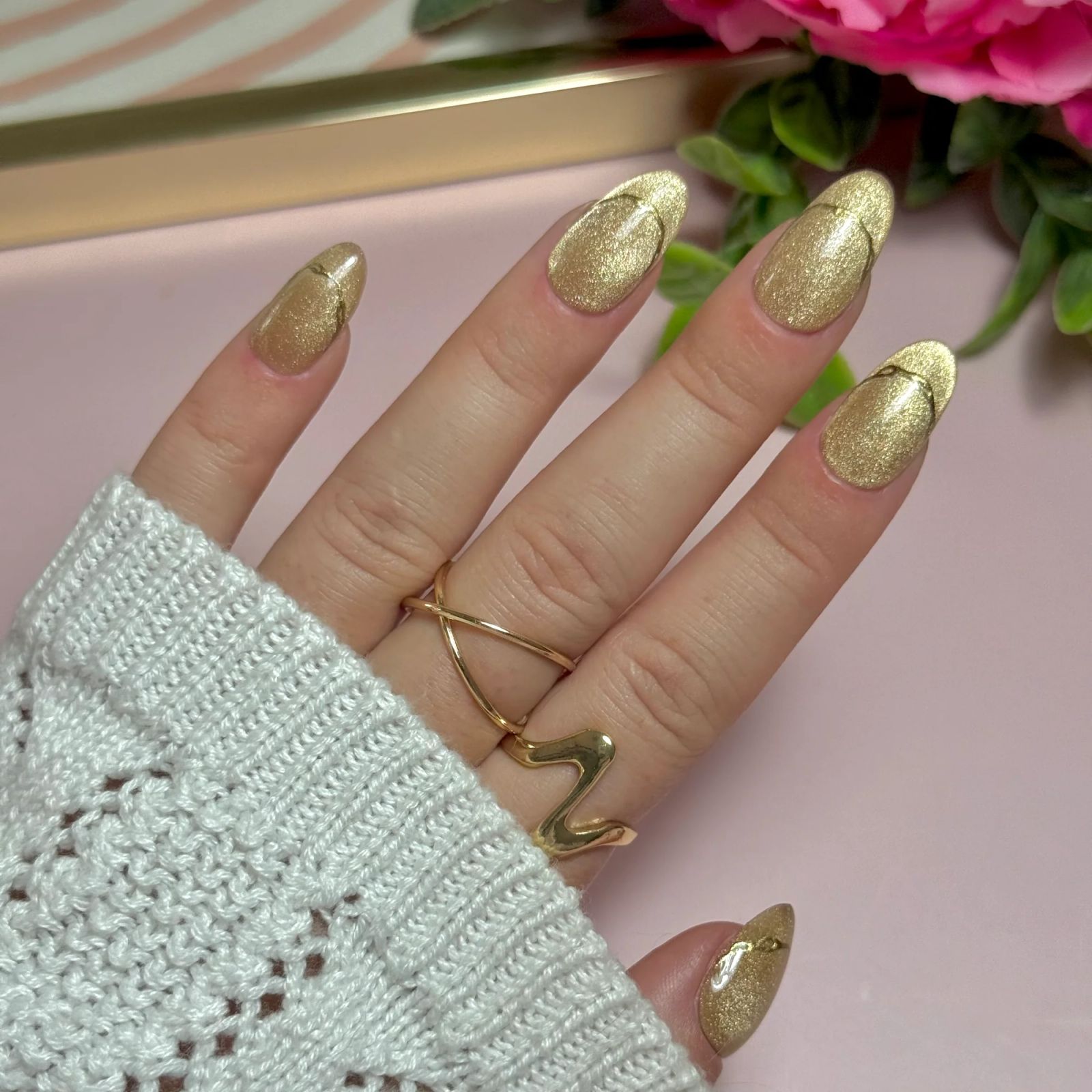 Gold glow - Press on nails french chrome doré – HelloMe