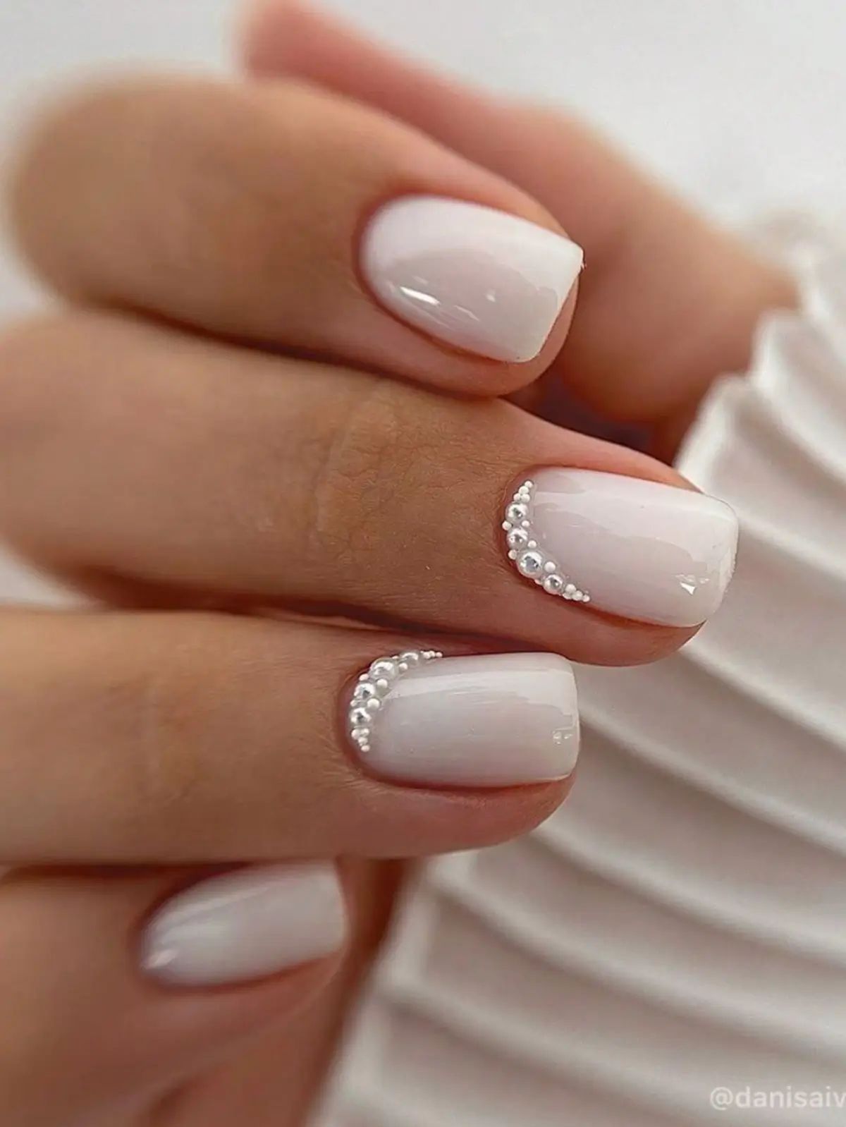 Pearl and Rhinestone Cuticle Nails Pearl and Rhinestone Cuticle Nails β Winter Birthday Nails