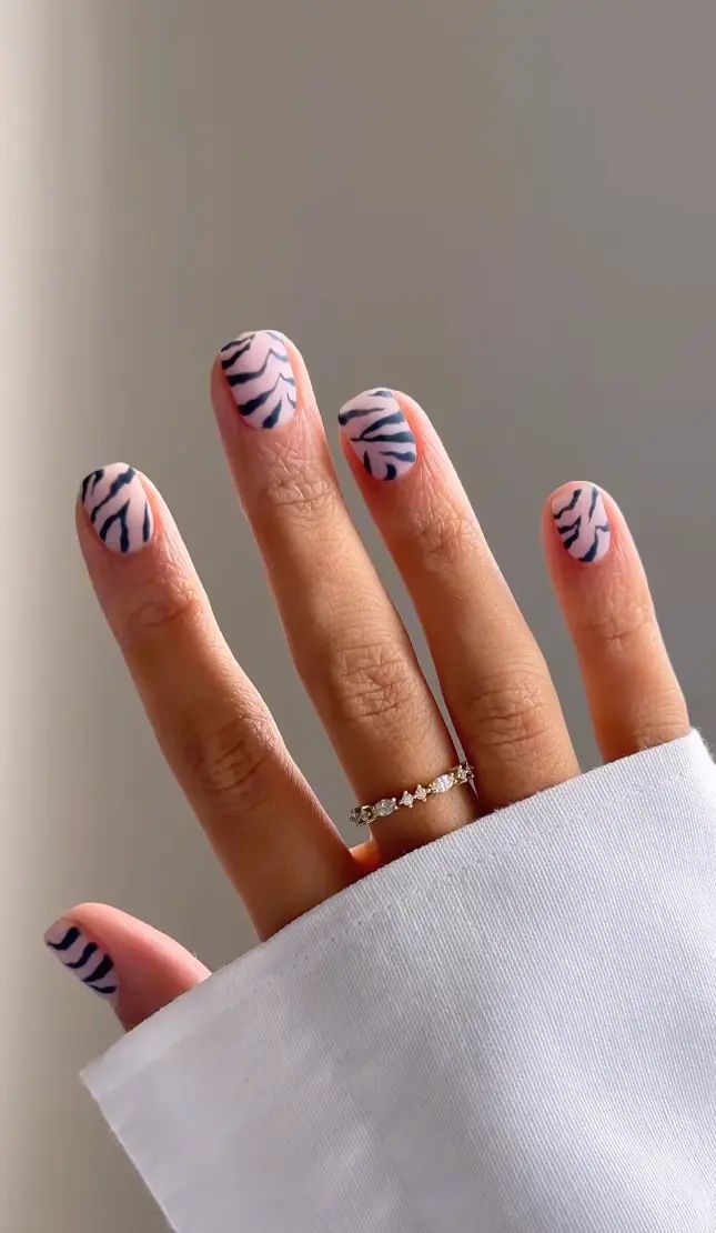 Matte Black Zebra Short Nails Matte Black Zebra Short Nails β Aesthetic Winter Nails
