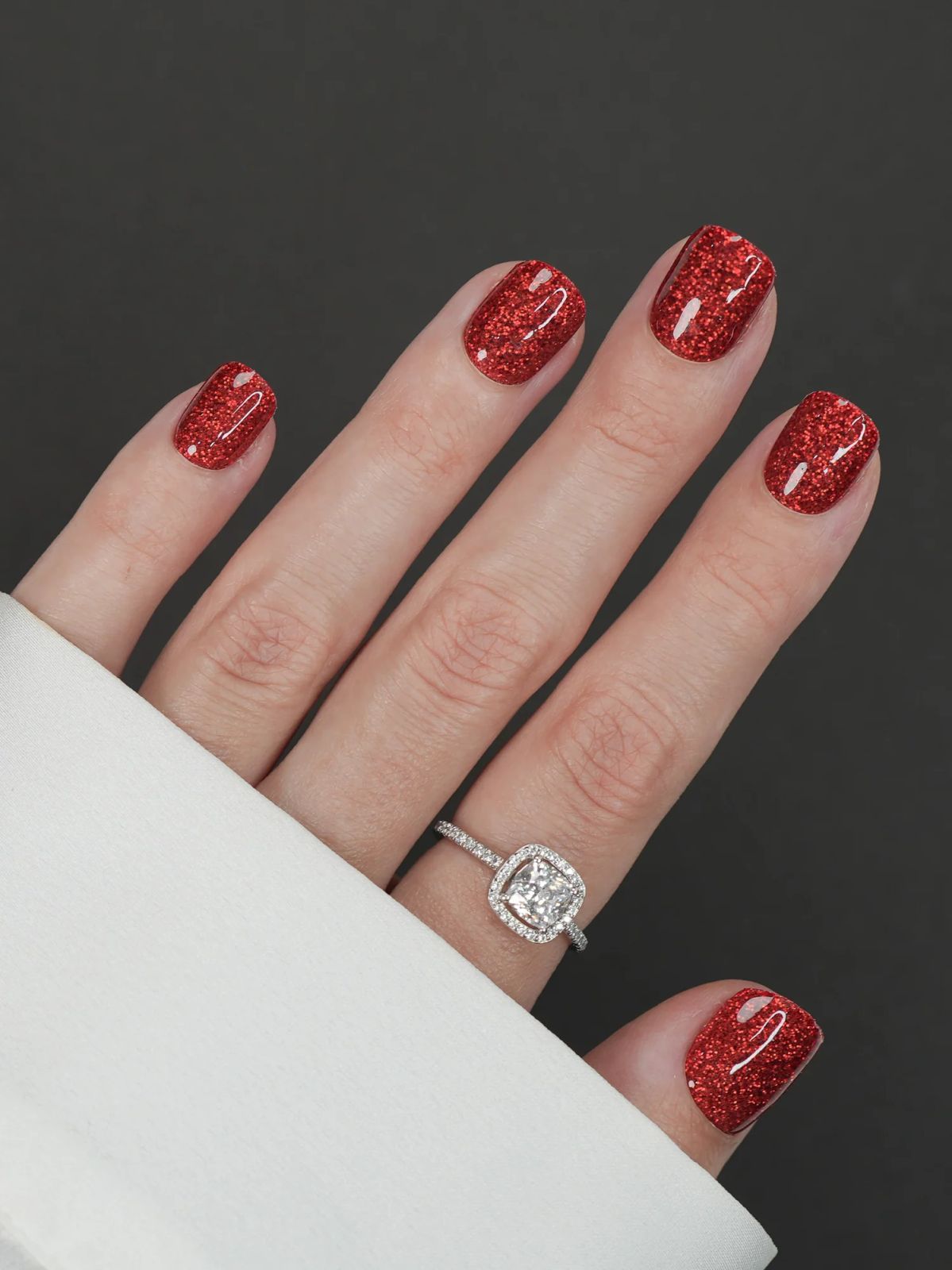 Dazzling Red Glitter Square Nails — Christmas Square Nails 2026